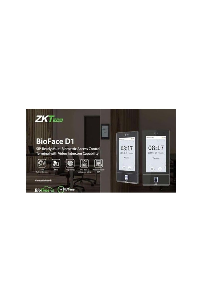 ZKTeco BioFace D1 SIP-Ready Multi-Biometric Access Control Terminal with Video Intercom Capability Face+FInger+card Access+ Time attendance LAN+WIFI NOT POE - Image 3