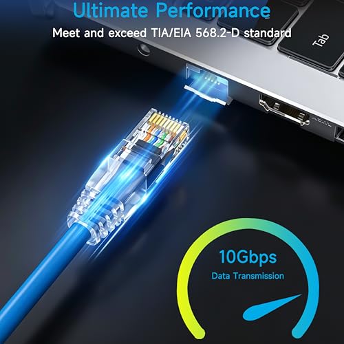 Lysymixs Cat6 Ethernet Cable 0.5 ft (10 Pack) - 10G Network Patch Cable for Data Centers, Home and Enterprise Networks - Blue - Image 2