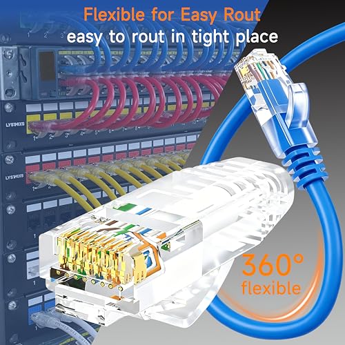 Lysymixs Cat6 Ethernet Cable 0.5 ft (10 Pack) - 10G Network Patch Cable for Data Centers, Home and Enterprise Networks - Blue - Image 3