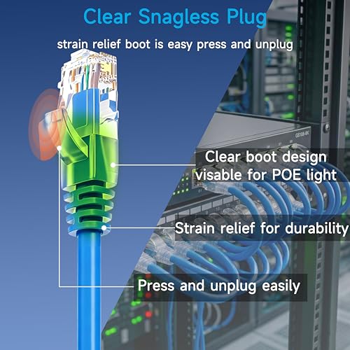 Lysymixs Cat6 Ethernet Cable 0.5 ft (10 Pack) - 10G Network Patch Cable for Data Centers, Home and Enterprise Networks - Blue - Image 4