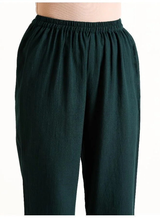 trueBrowns  Dark Green Sleeveless Flared  Kurta Pant Set for Women | Best Price UAE