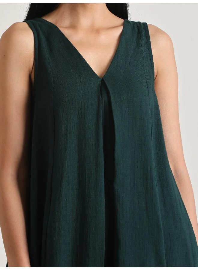 trueBrowns  Dark Green Sleeveless Flared  Kurta Pant Set for Women | Best Price UAE