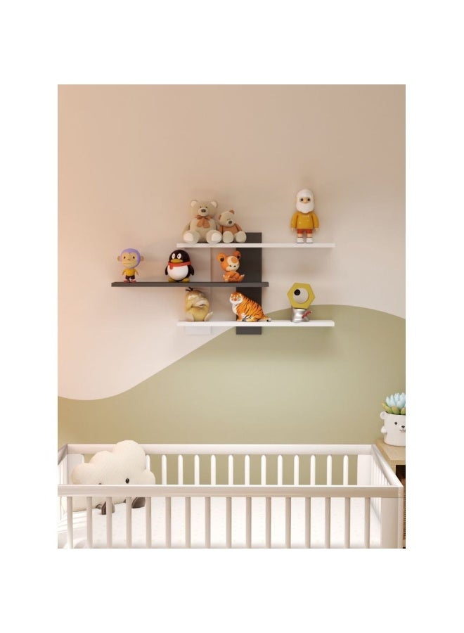 DANUBE HOME رف حائط ثلاثي الطبقات من كوليس - حل تخزين أنيق من الخشب الهندسي الأبيض لغرفة المعيشة، 85 سم طول x 11.5 سم عرض x 40 سم ارتفاع، مثالي لتزيين المنزل، تنظيم وعرض العناصر - Image 1