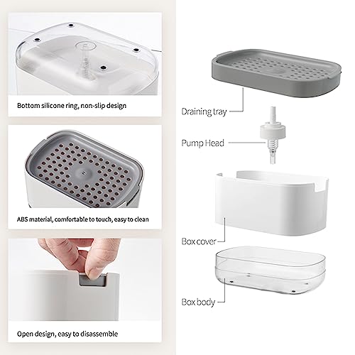 RUFCRIL Soap Pump Dispenser and Sponge Holder, 10oz / 300ml Dish Soap Dispenser for Kitchen,Black - Image 2