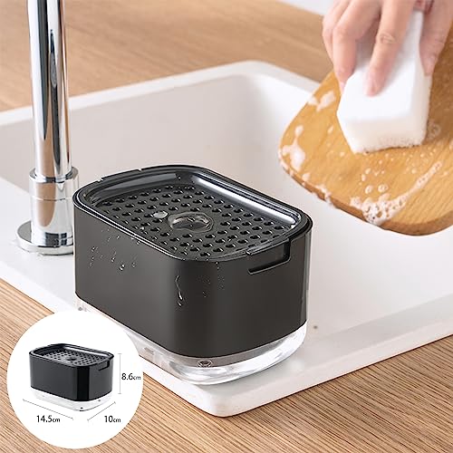 RUFCRIL Soap Pump Dispenser and Sponge Holder, 10oz / 300ml Dish Soap Dispenser for Kitchen,Black - Image 3