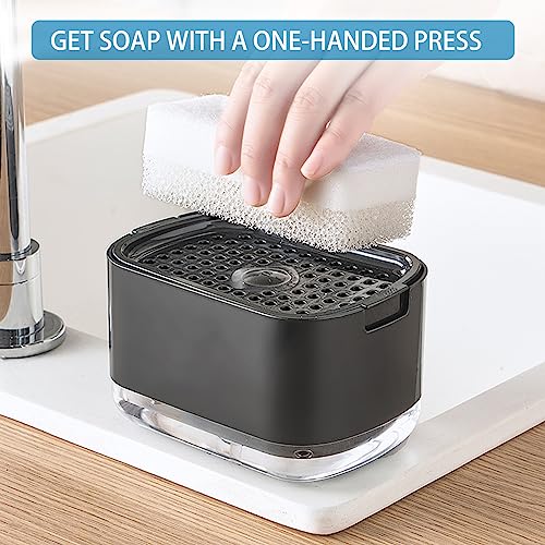 RUFCRIL Soap Pump Dispenser and Sponge Holder, 10oz / 300ml Dish Soap Dispenser for Kitchen,Black - Image 4
