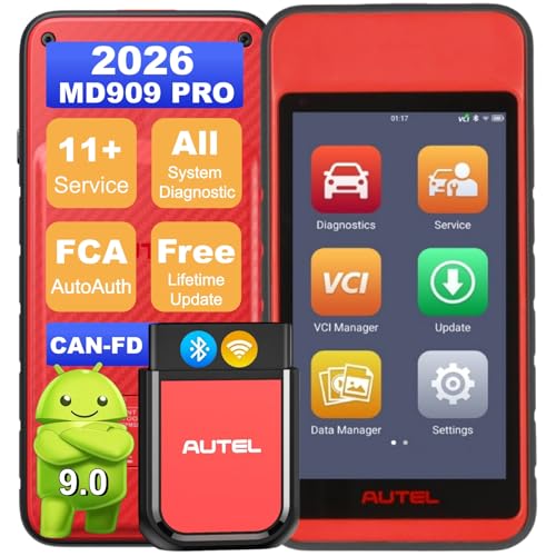 Autel MaxiDiag MD909 Pro OBD2 Scanner, 2026 BT Wireless All System Diagnostic Tool, MD909Pro Up of MD808Pro MD906Pro MD806 MD802, 11 Service Oil Reset ABS D-P-F etc, CAN FD, FCA SGW, Free Update - Image 1