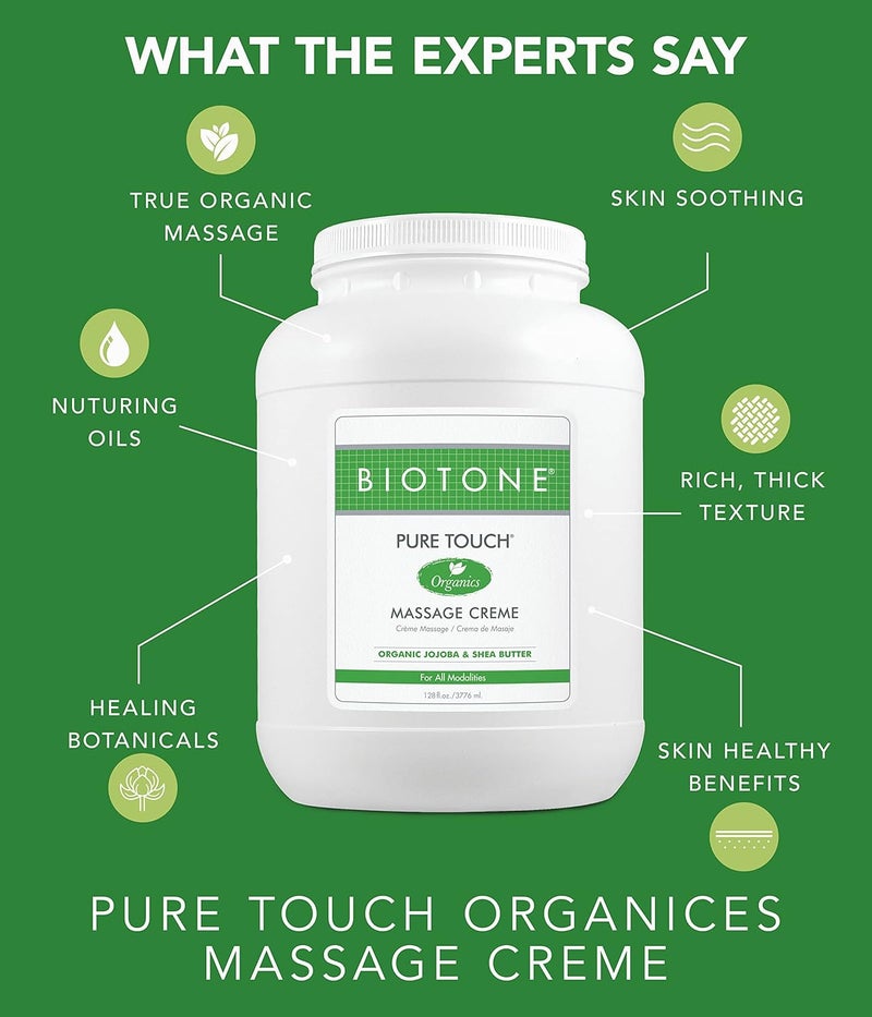 Biotone Pure Touch Organics Massage Crème, True Organic Massage, Rich Texture, Silky Glide, Soothing Ingredients, Healing Botanicals - 1 Gallon - Image 5