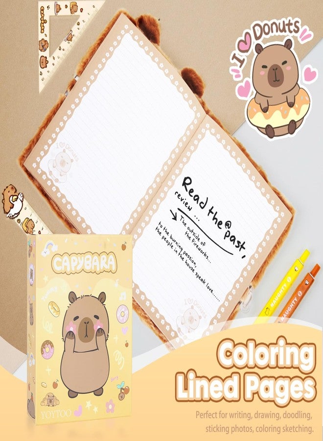 YOYTOO Capybara Diary for Girls with Lock, Plush Capybara Toys Gift for Teen Girls, Kids Writing Journal Notebook, Birthday Gifts for Little Girls Ages 5 6 7 8 9 10-12 Year Old - Image 4