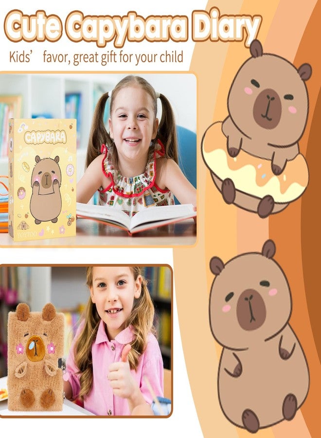 YOYTOO Capybara Diary for Girls with Lock, Plush Capybara Toys Gift for Teen Girls, Kids Writing Journal Notebook, Birthday Gifts for Little Girls Ages 5 6 7 8 9 10-12 Year Old - Image 3