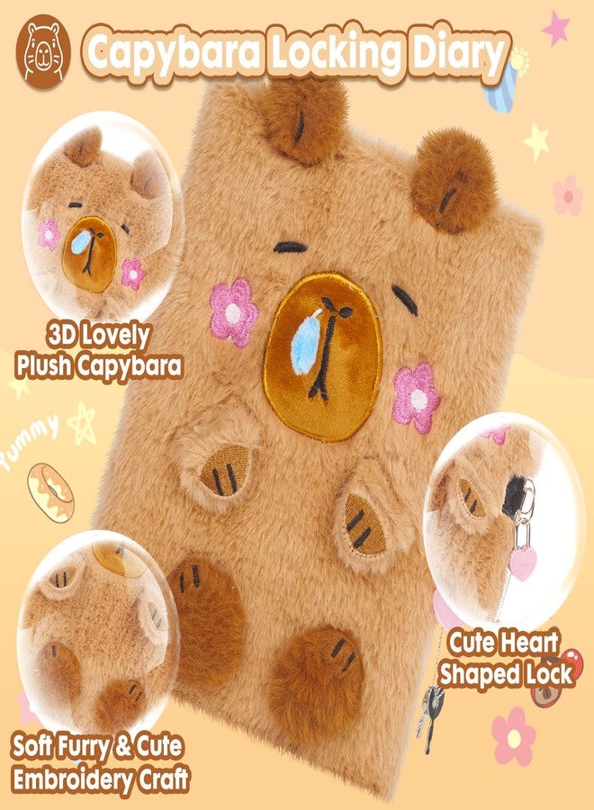YOYTOO Capybara Diary for Girls with Lock, Plush Capybara Toys Gift for Teen Girls, Kids Writing Journal Notebook, Birthday Gifts for Little Girls Ages 5 6 7 8 9 10-12 Year Old - Image 2