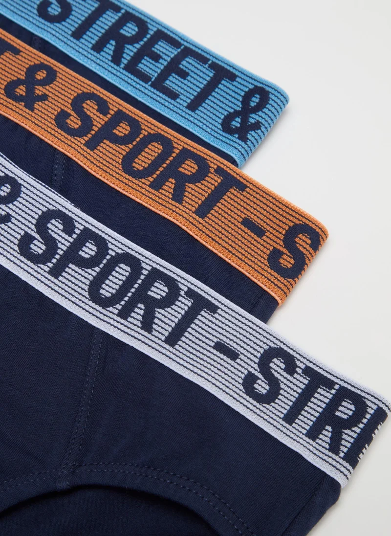 او في اس Three-Pack Stretch  Briefs With Wording
