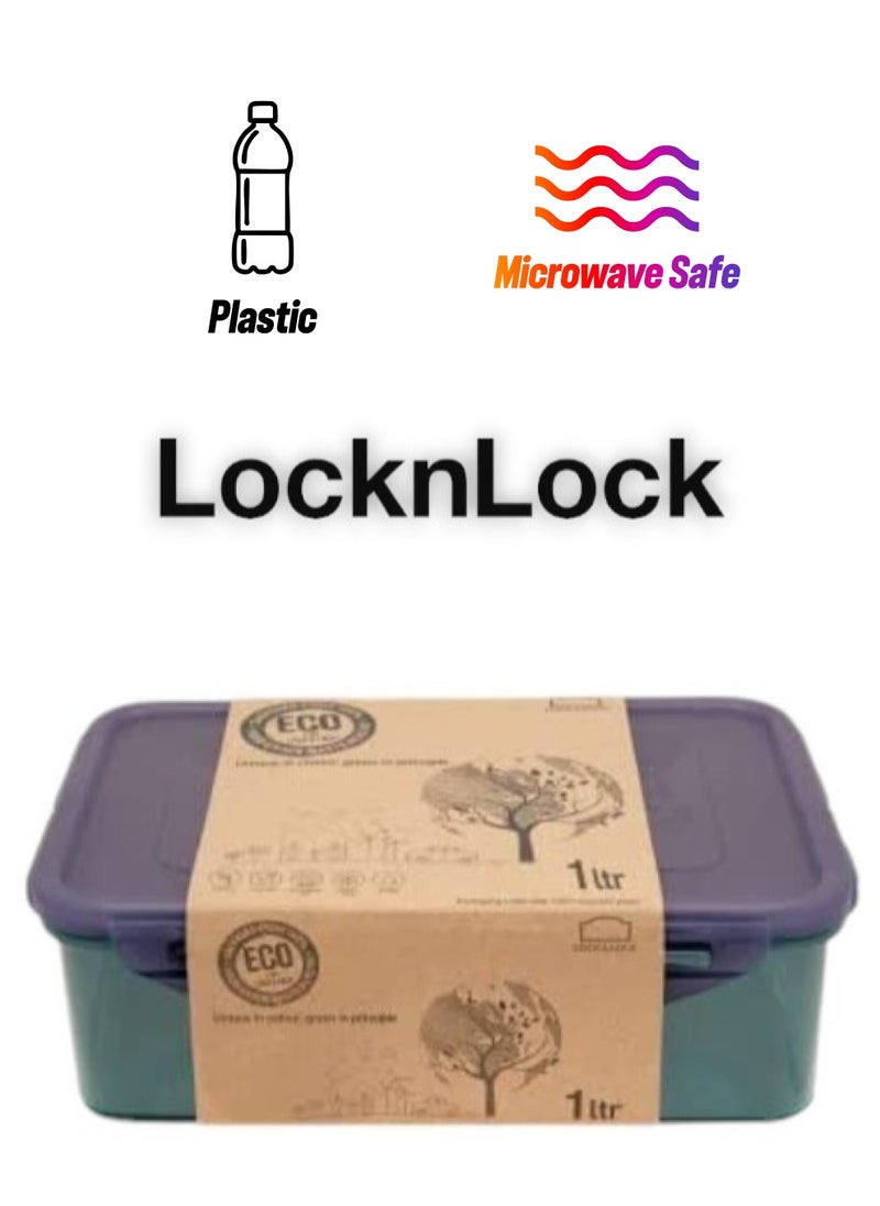 LOCK & LOCK - LocknLock Eco-Friendly 1L Airtight Rectangular Food Container - Microwave, Freezer, and Dishwasher Safe - Image 1