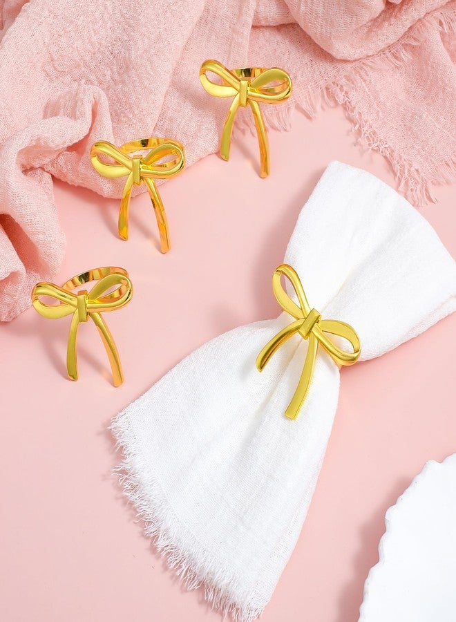 PercyEffie Gold Bow Napkin Rings Set of 24, Metal Butterfly Napkin Rings Bulk for Dining Christmas Bow Tie Napkins Ring Anniversary Wedding Birthday Party New Year Valentine's Day Banquet Table Decor - Image 1