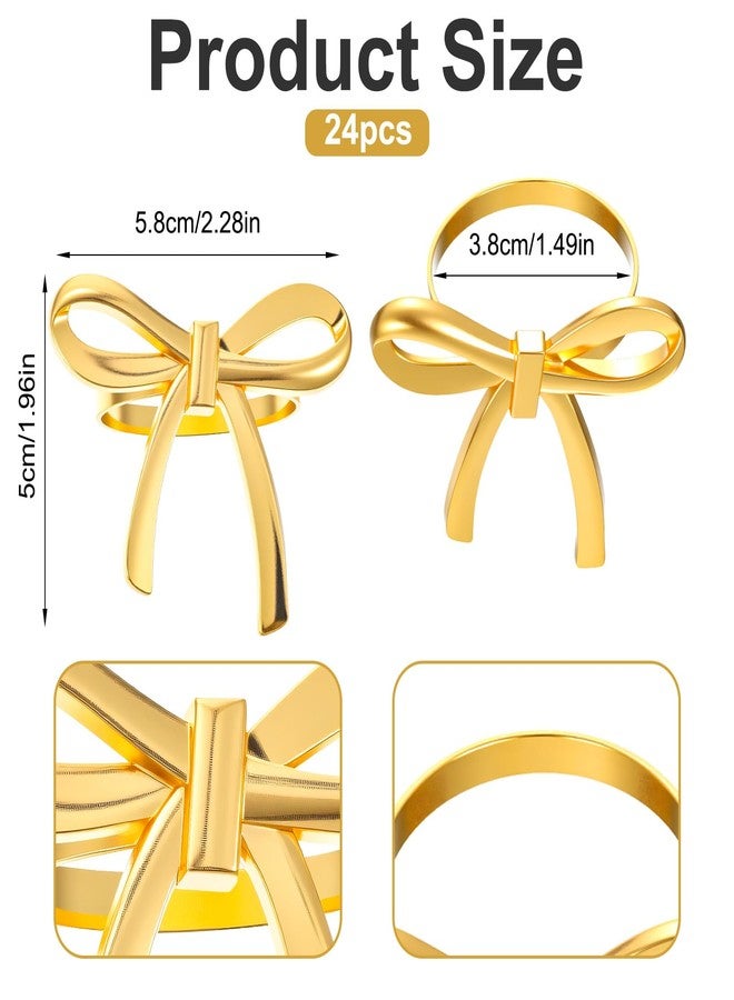 PercyEffie Gold Bow Napkin Rings Set of 24, Metal Butterfly Napkin Rings Bulk for Dining Christmas Bow Tie Napkins Ring Anniversary Wedding Birthday Party New Year Valentine's Day Banquet Table Decor - Image 2