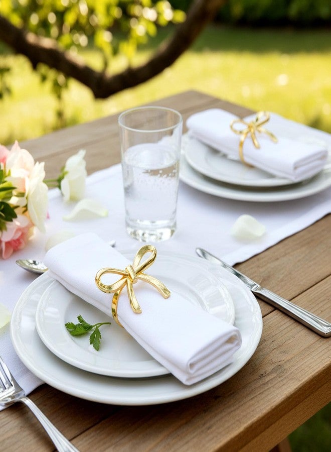 PercyEffie Gold Bow Napkin Rings Set of 24, Metal Butterfly Napkin Rings Bulk for Dining Christmas Bow Tie Napkins Ring Anniversary Wedding Birthday Party New Year Valentine's Day Banquet Table Decor - Image 3