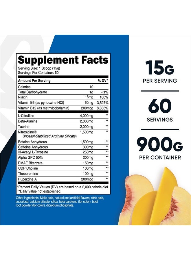 Nutricost مسحوق ما قبل التمرين Pre-X Xtreme، خوخ مانجو، 60 حصة، نباتي، غير معدّل وراثيًا وخالي من الغلوتين - Image 2