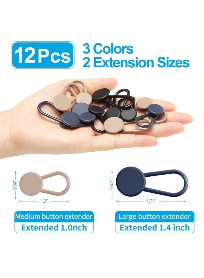 12PCS on Extenders , Pants Waist on Extender for Women Men, 3 Colors Pant Waistband Expander-18mm - Image 2