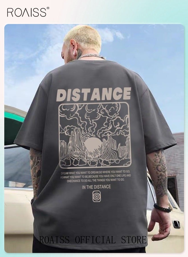 roaiss 2Pcs Man's T-shirt Loose Version Trendy All-Match Pattern Printing Short Sleeves - Image 3