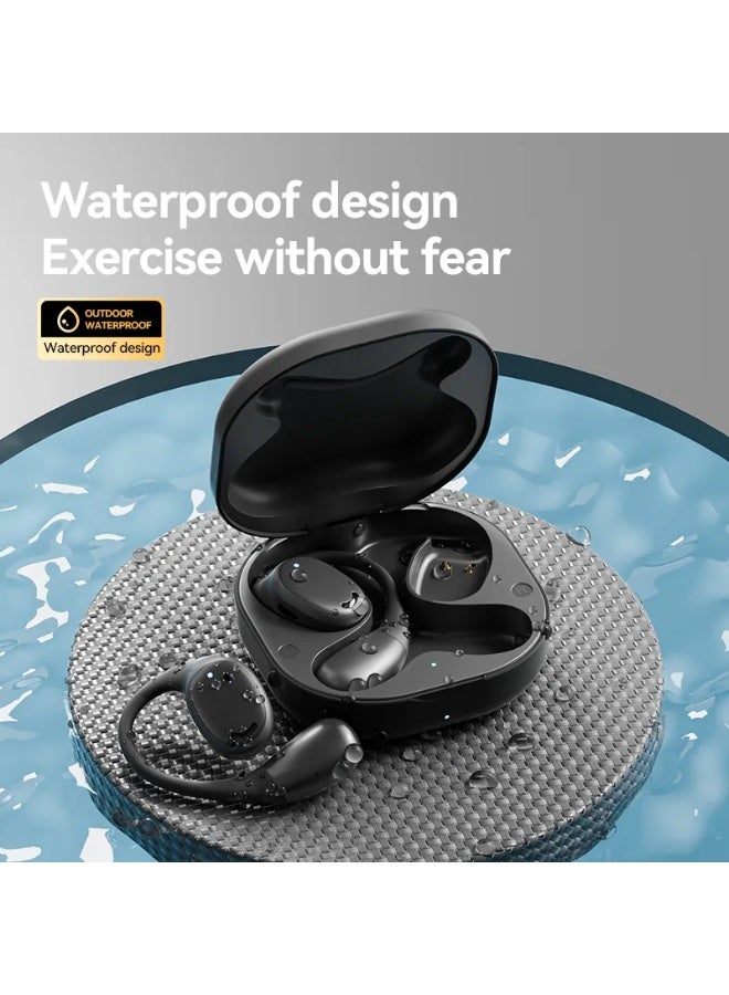 أولون سماعة بلوتوث Aolon Open Fit اللاسلكية تماماً بتصميم الأذن المفتوحة المريح، سماعات رياضية مزودة بميكروفون مدمج ونظام تثبيت خلف الأذن، مقاومة للعرق والماء بمعيار احترافي، بطارية تدوم حتى 28 ساعة من الاستخدام المتواصل، متوافقة مع جميع أجهزة آيفون وأندرويد. - Image 3