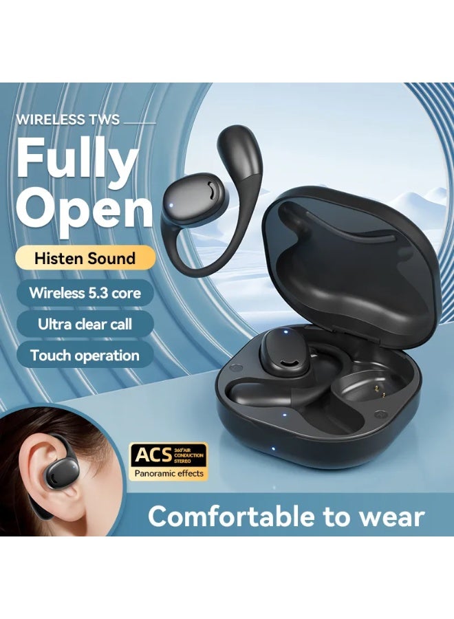 أولون سماعة بلوتوث Aolon Open Fit اللاسلكية تماماً بتصميم الأذن المفتوحة المريح، سماعات رياضية مزودة بميكروفون مدمج ونظام تثبيت خلف الأذن، مقاومة للعرق والماء بمعيار احترافي، بطارية تدوم حتى 28 ساعة من الاستخدام المتواصل، متوافقة مع جميع أجهزة آيفون وأندرويد. - Image 2