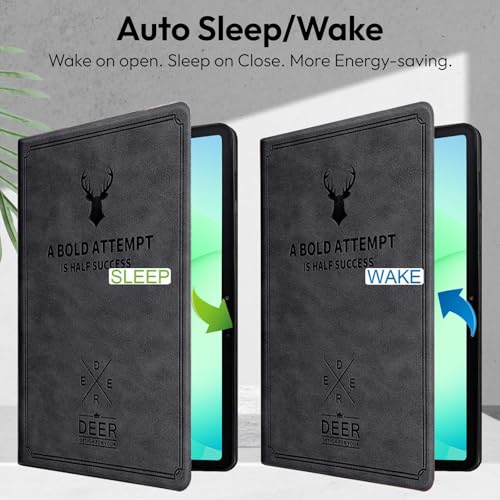 Robustrion for Samsung Galaxy Tab A11+ 11" & A9+ 11 inch Cover Case, Deer Flip Cover Case for Samsung Tab A11 Plus Tablet Cover [Auto Sleep Wake Support] - Black - Image 3