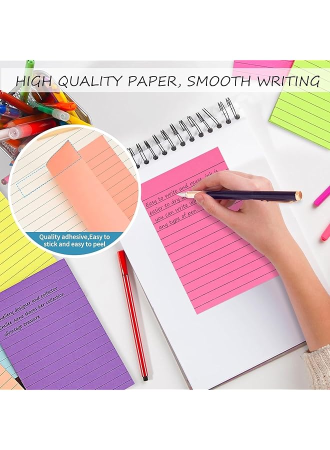 إيروريكس ملاحظات لاصقة مبطنة 4 × 6 8 وسادات ملاحظات لاصقة بخطوط وسادات ملاحظات ذاتية اللصق ملاحظات لاصقة كبيرة 8 ألوان زاهية مثالية للمكتب المنزلي والمدرسة وملحقات المكتب 40 ورقة - Image 5