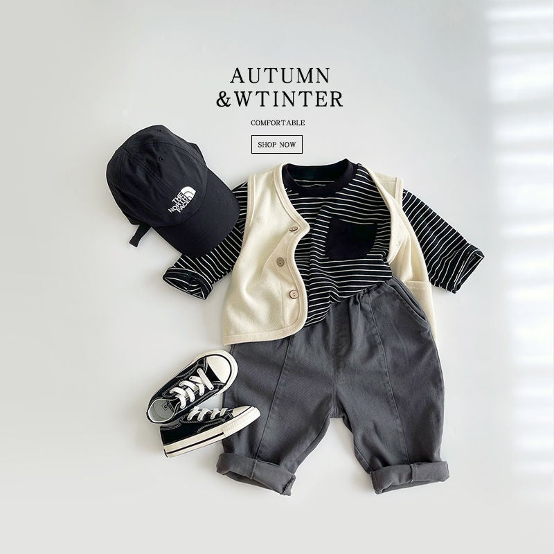 Boys' Stripesd Bottoming Shirt 2025 Spring & Fall New Kidsren'S Long-Sleeved T-Shirt Thin Section Male And Female Baby Style Tops - Image 2