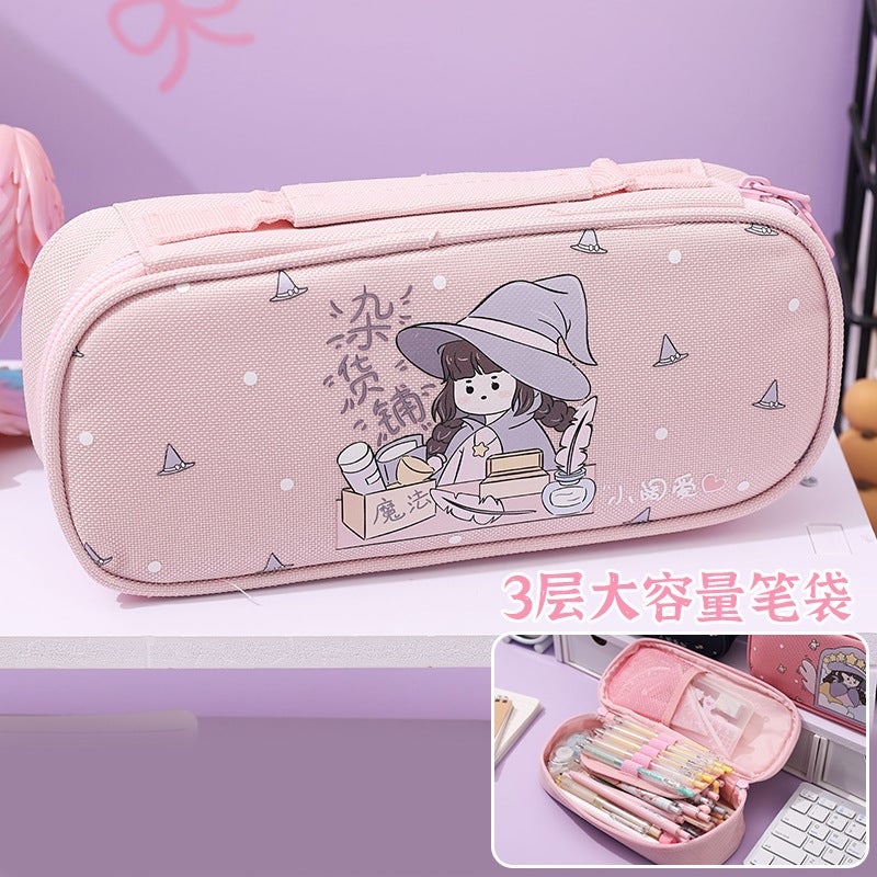 Xiao Kuo Ai Japanese High-Value Pencil Bag For Primary And Secondary School Students Women'S Large Capacity Oxford Cloth Pencil Box Multi-Functional Storage Bag - Image 1