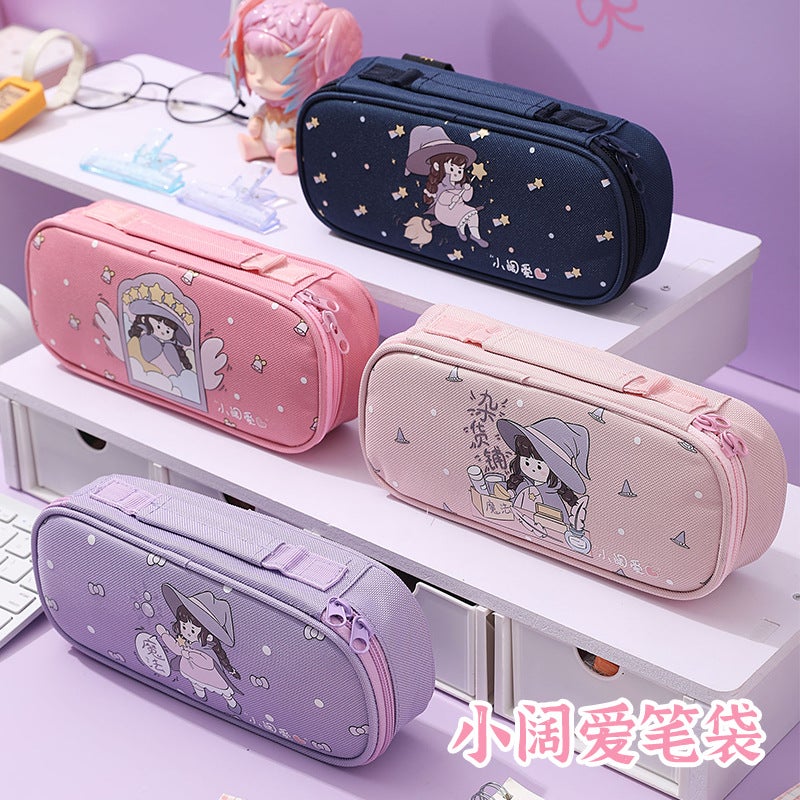 Xiao Kuo Ai Japanese High-Value Pencil Bag For Primary And Secondary School Students Women'S Large Capacity Oxford Cloth Pencil Box Multi-Functional Storage Bag - Image 2