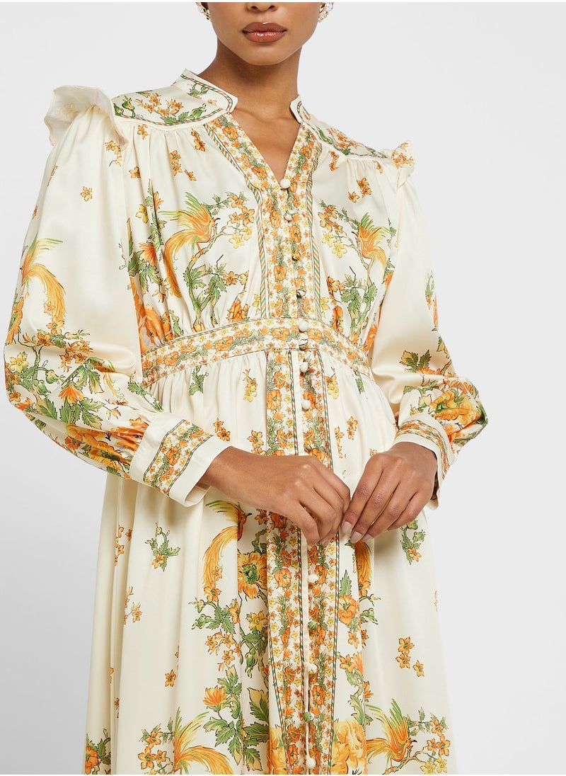 Khizana - V Neck Printed Dress - Image 1