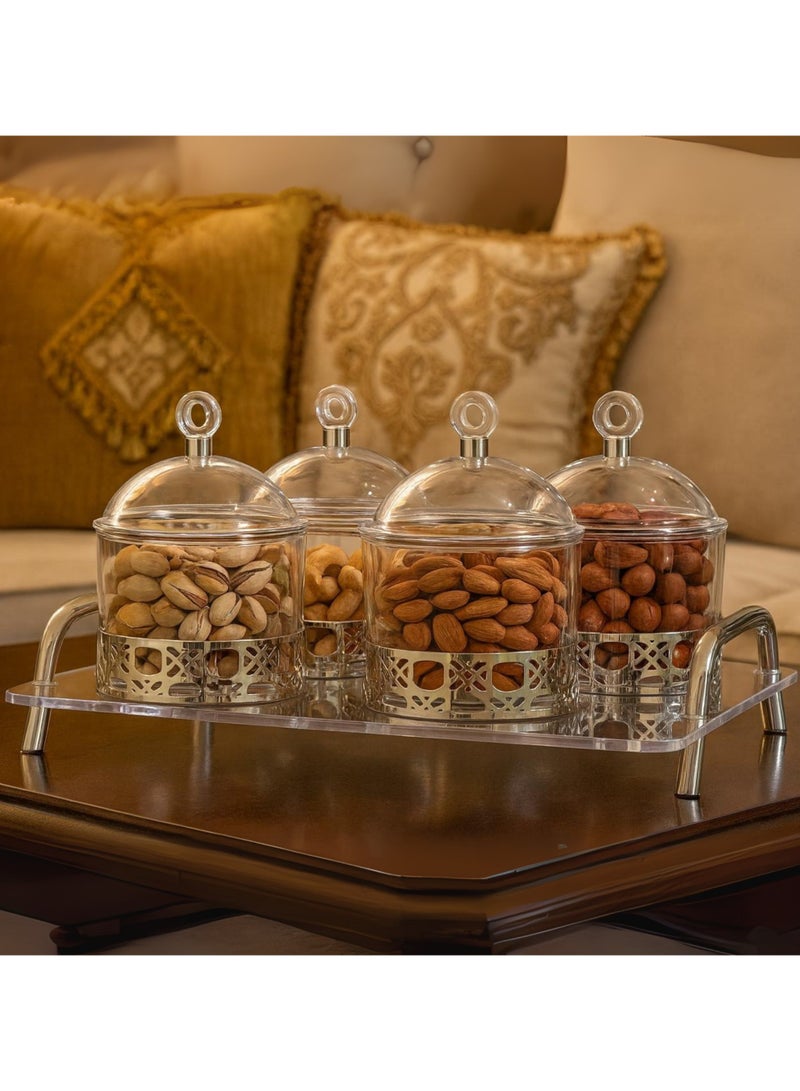 القناص شيالة مكسرات وحلاوه 4 خانه مصنوعه من الاكرلك ذات الجودة العاليه والمقاوم للكسر - Image 1