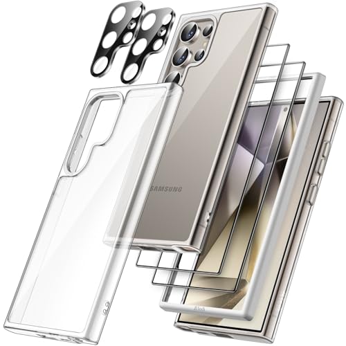 JETech 5 in 1 Case for Samsung Galaxy S24 Ultra 5G with 2Pack Each Tempered Glass Screen Protector and Camera Lens Protector NonYellowing Shockproof Bumper Phone Cover Clear - Image 1