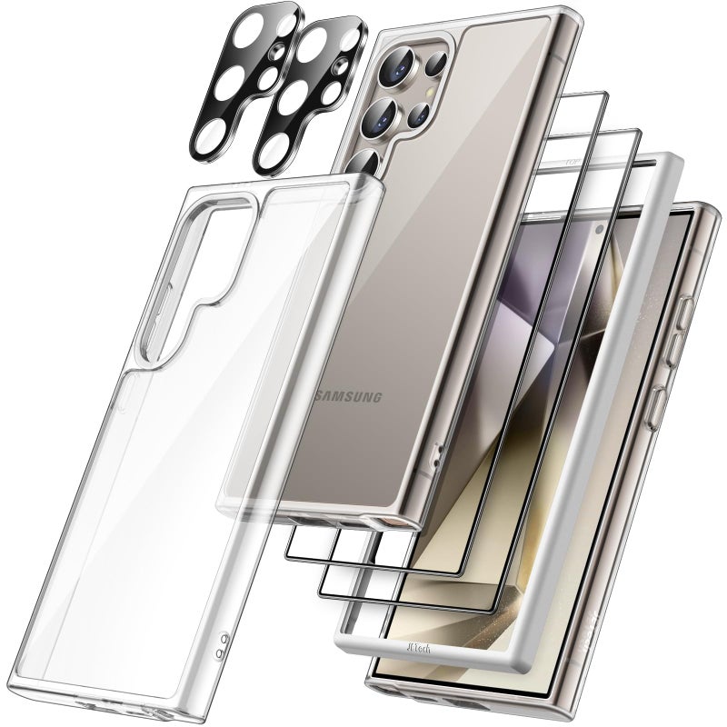 JETech 5 in 1 Case for Samsung Galaxy S24 Ultra 5G with 2Pack Each Tempered Glass Screen Protector and Camera Lens Protector NonYellowing Shockproof Bumper Phone Cover Clear - Image 2