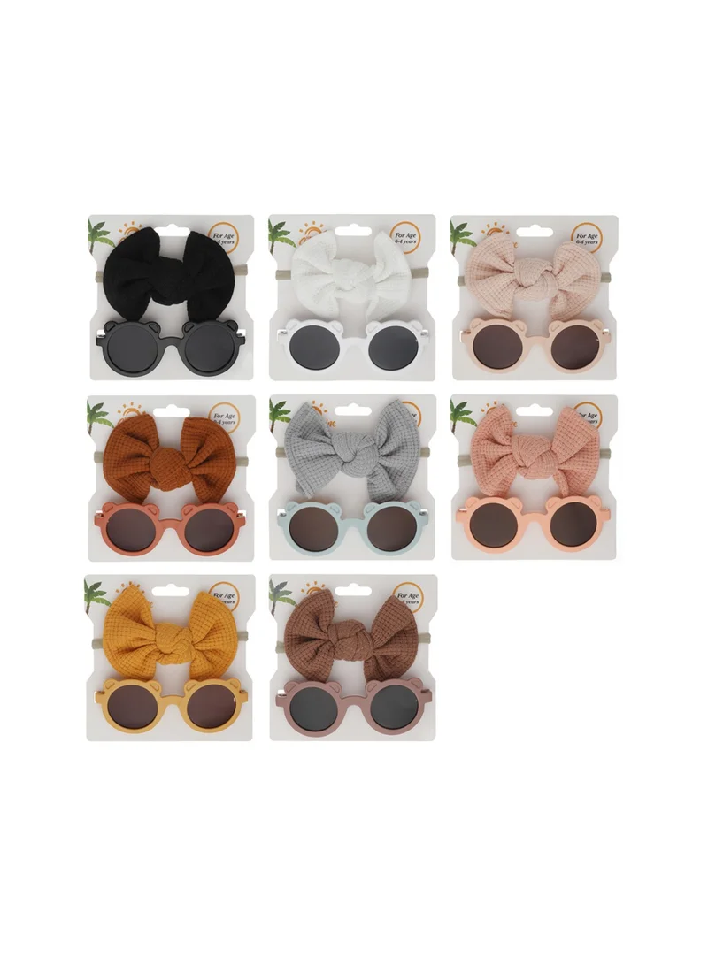 D'Daniela Romina Glasses and Bow Barrette Ponytail Set For Babies and Girls - Black