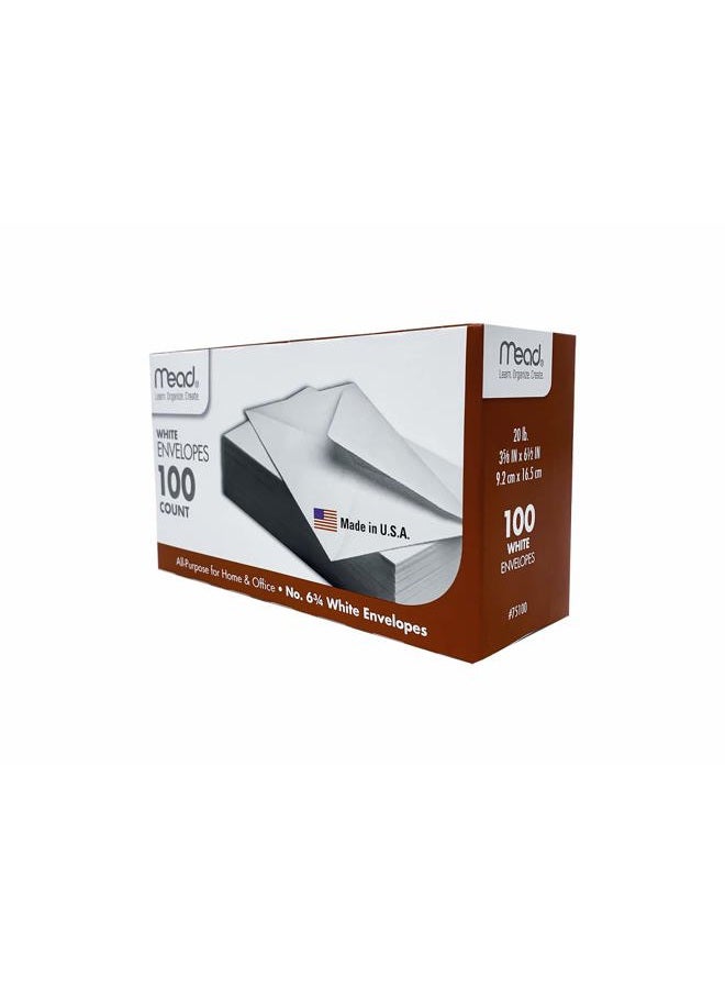 Mead Envelopes 6 3/4 Inches Long White- Box of 100 - Image 1