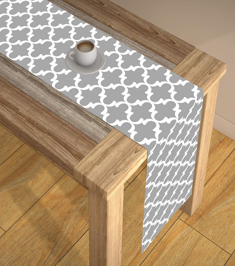 AEROHAVEN™ Abstract Multicolour HD Digital Modern 4 Seater Table Runner Cloth Cover - TR19 - (Grey, 13 x 60 Inch) - Image 1