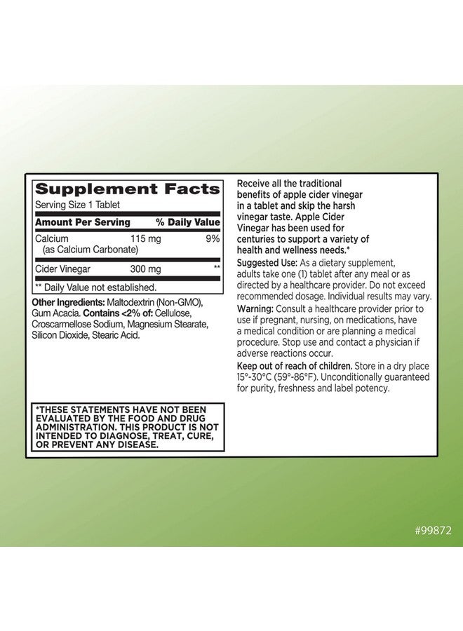 Quality Choice Quality Choice Apple Cider Vinegar 300 mg - General Health and Wellness - Dietary Supplement in 300 Count Bottles of Tablets - Image 3