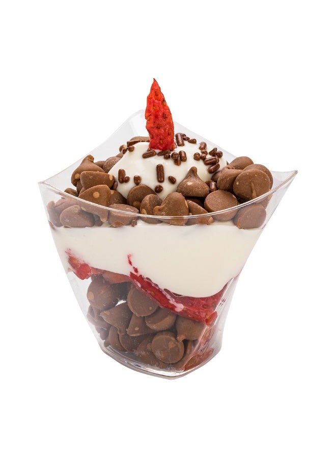 Restaurantware أكواب تقديم صغيرة سعة 4 أونصات، 100 حبة من أكواب الحلوى مثلثية الشكل - قابلة للتخلص، تصميم كريسندوا، أكواب حلوى مصنوعة من البلاستيك الشفاف، لتقديم المقبلات، والتذوق، والوجبات الخفيفة - Image 2