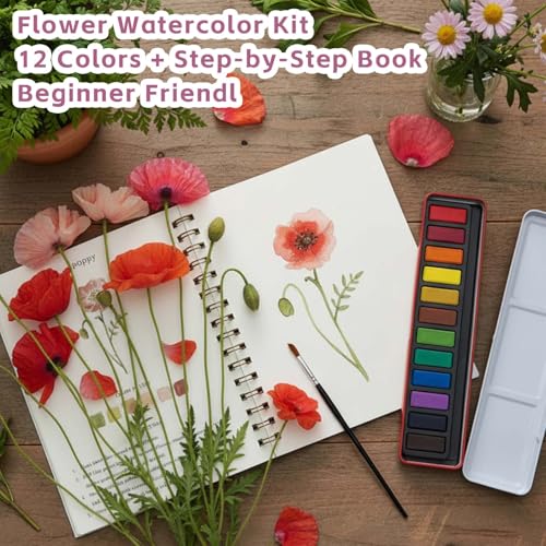 EVRSUWZ Watercolor Workbooks, Beginner Watercolor Painting Kit – Perfect for Gifting to Spark Creativity & Joy for Adults (Bouquet -Without Palette) - Image 3