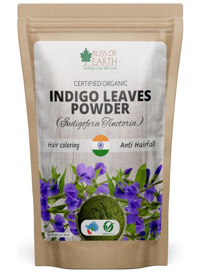 BLISS OF EARTH - Indigo Powder 453Gm Organic Natural For Hair Black Organic Hair Dye - Image 1
