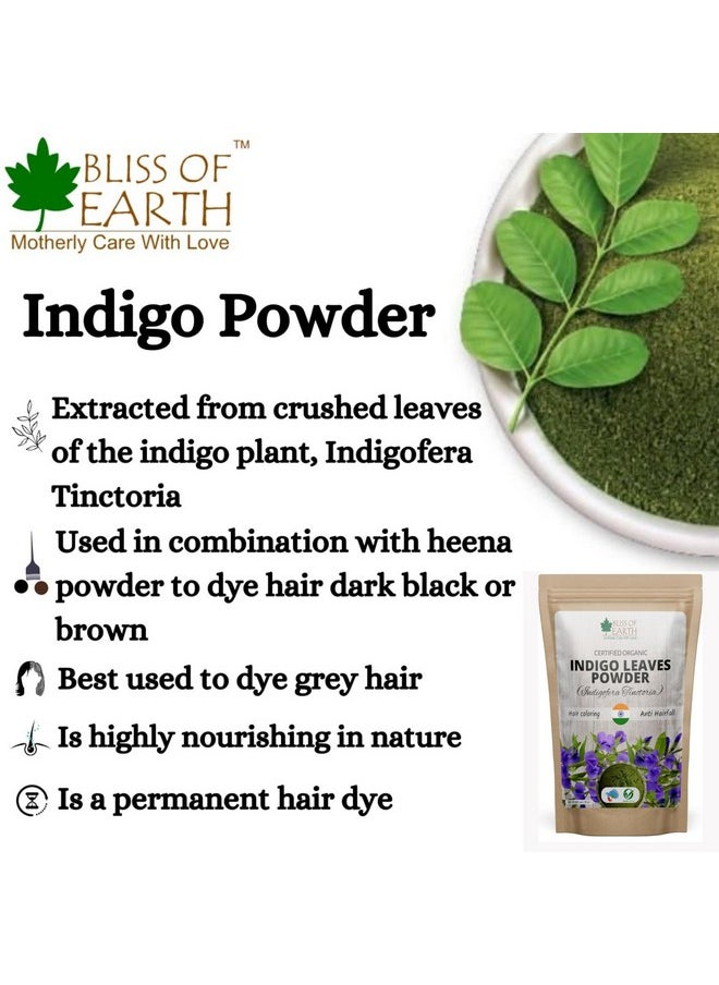 BLISS OF EARTH - Indigo Powder 453Gm Organic Natural For Hair Black Organic Hair Dye - Image 1