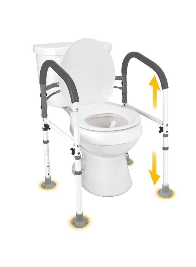 Vaunn Deluxe Bathroom Safety Toilet Rail - Adjustable Toilet Safety Frame - Medical Handrail Assist Grab bar Handle, Gray - Image 1