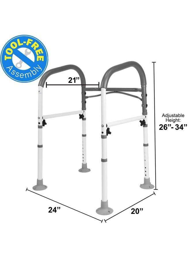 Vaunn Deluxe Bathroom Safety Toilet Rail - Adjustable Toilet Safety Frame - Medical Handrail Assist Grab bar Handle, Gray - Image 3