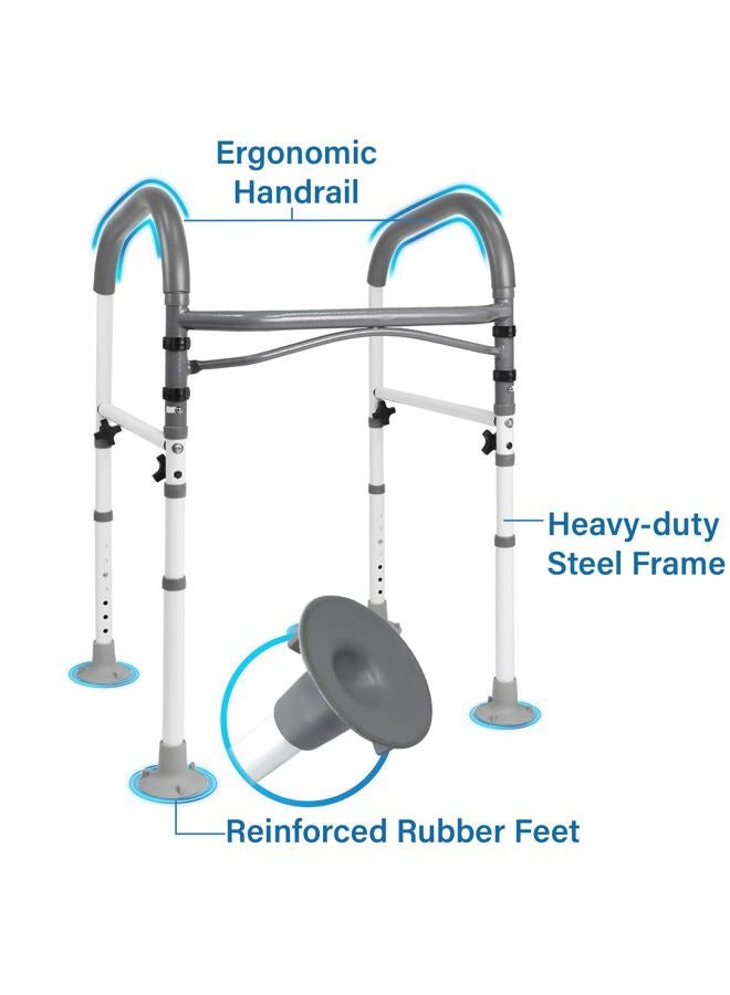 Vaunn Deluxe Bathroom Safety Toilet Rail - Adjustable Toilet Safety Frame - Medical Handrail Assist Grab bar Handle, Gray - Image 2