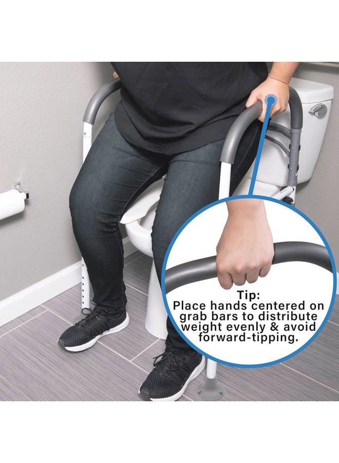 Vaunn Deluxe Bathroom Safety Toilet Rail - Adjustable Toilet Safety Frame - Medical Handrail Assist Grab bar Handle, Gray - Image 4