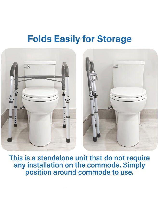 Vaunn Deluxe Bathroom Safety Toilet Rail - Adjustable Toilet Safety Frame - Medical Handrail Assist Grab bar Handle, Gray - Image 5
