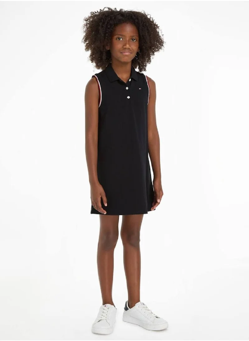 TOMMY HILFIGER Girls' Classics Sleeveless Mini Polo Dress -  Stretch cotton pique, Navy Blue