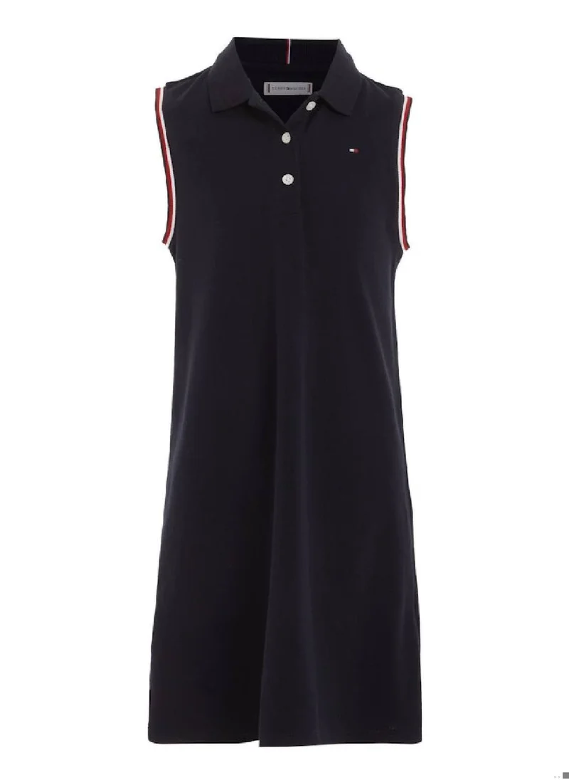 TOMMY HILFIGER Girls' Classics Sleeveless Mini Polo Dress -  Stretch cotton pique, Navy Blue