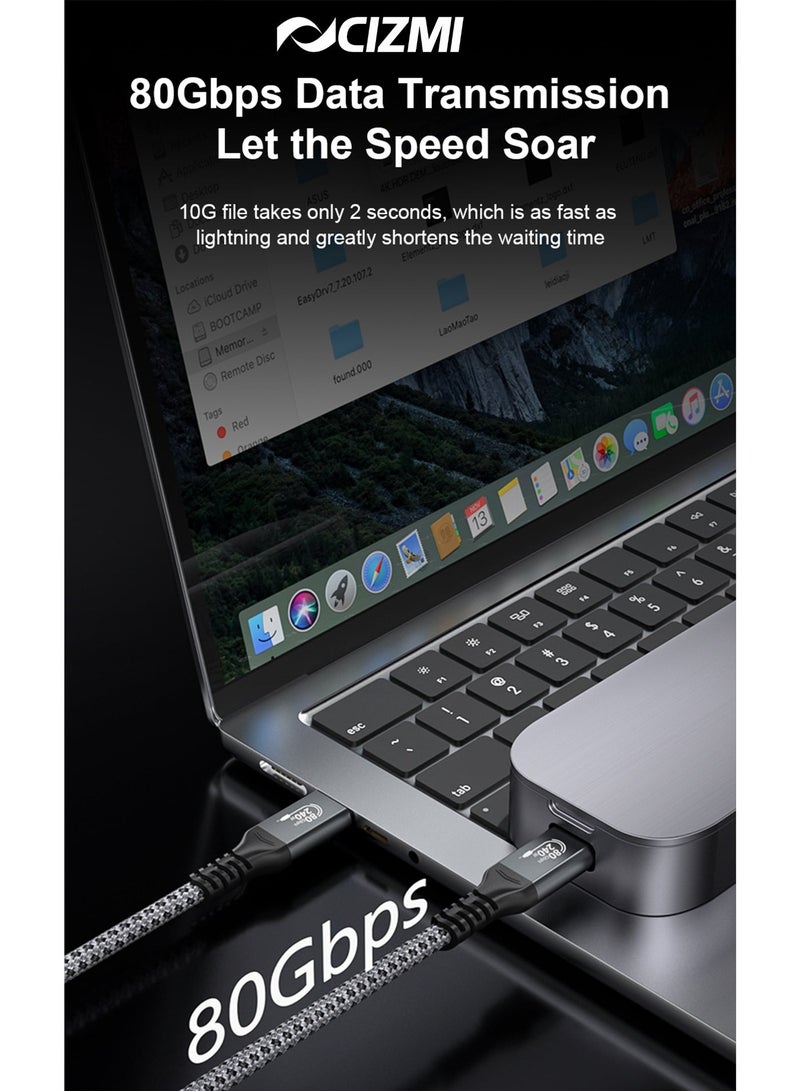 سيزمي ✦ CIZMI [معتمد من USB-IF] كابل USB4 Gen4 عالي الأداء بسرعة 80Gbps وقدرة 240W | شحن Power Delivery PD 3.1 EPR | Thunderbolt 5 | دقة 16K@60Hz و8K@120Hz و4K@480Hz | متوافق مع iPhone 17/16/15 وSamsung وغيرها | بطول 1 متر - Image 3
